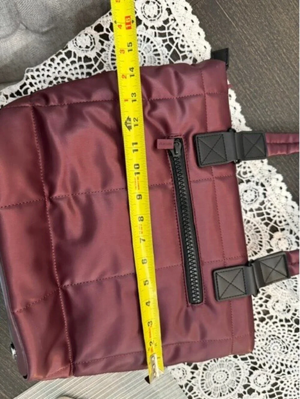 NWT IHKWIP quilted checkmate convertible crossbody on the go tote in burgundy